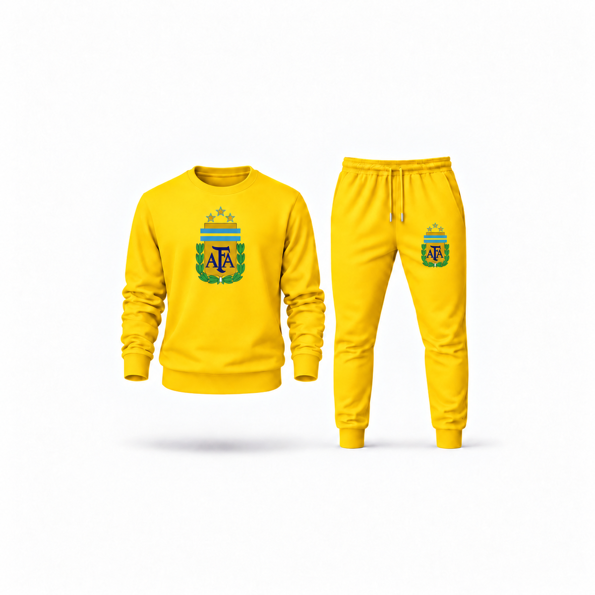 Men's Argentina National Soccer Team Sweatshirt Joggers Set | Color: Yellow | Main