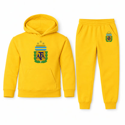 Argentina National Soccer Team youth hoodie jogger set, Yellow, Youth Large ages 10–12