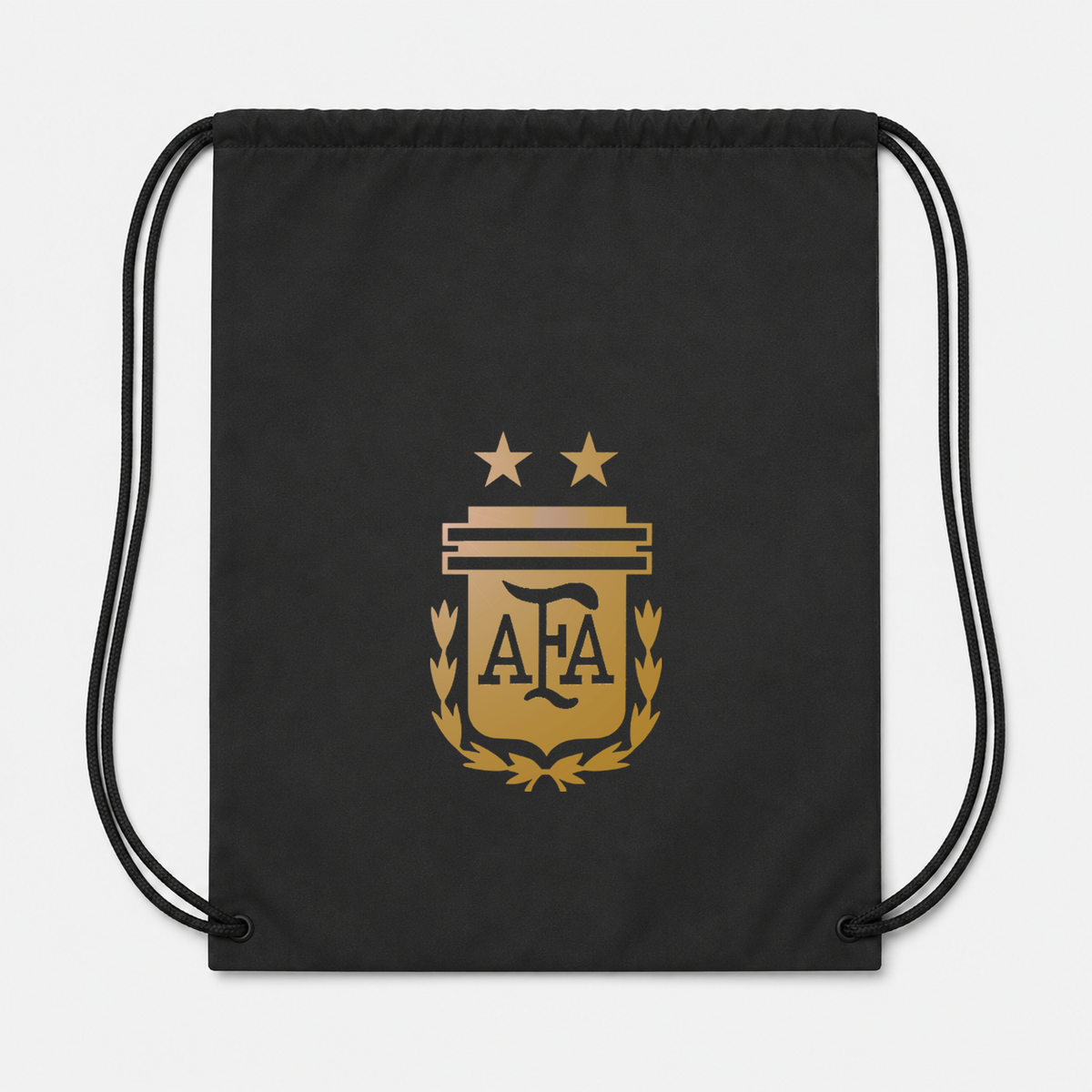 Argentina Soccer Drawstring Bag | Color: Black | Original artwork on Drive garment