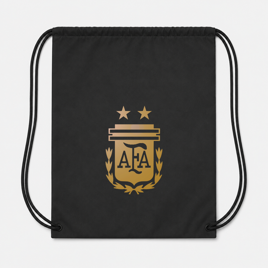 Argentina Soccer Drawstring Bag | Color: Black | Original artwork on Drive garment
