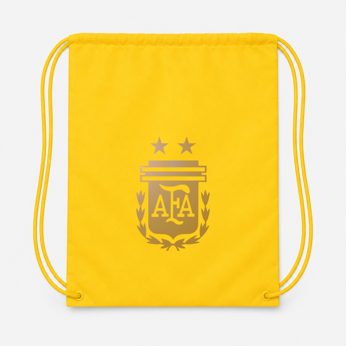 Argentina Soccer Drawstring Bag | Color: Yellow | Original artwork on Drive garment