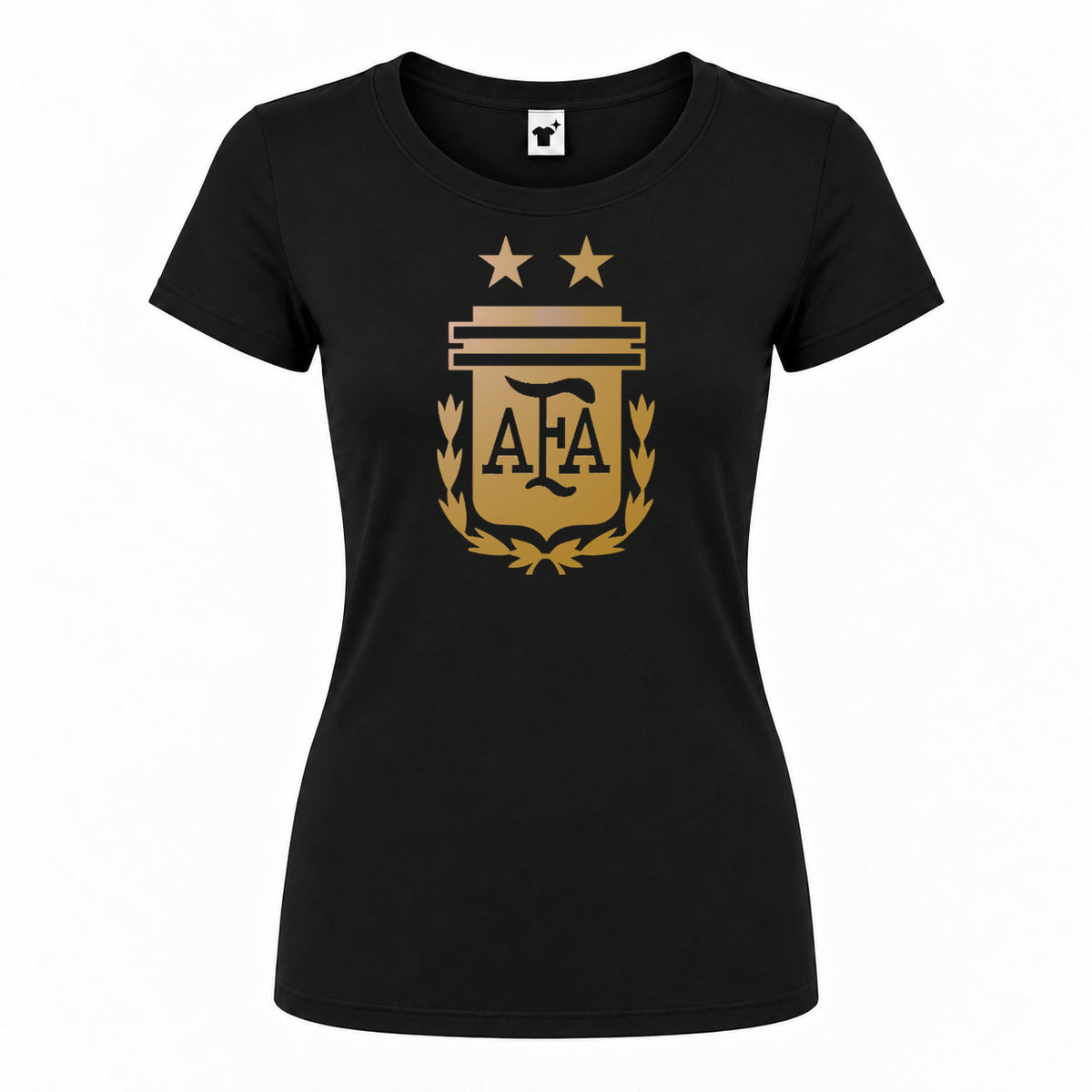Women's Argentina Soccer Round Neck T-Shirt | Color: Black