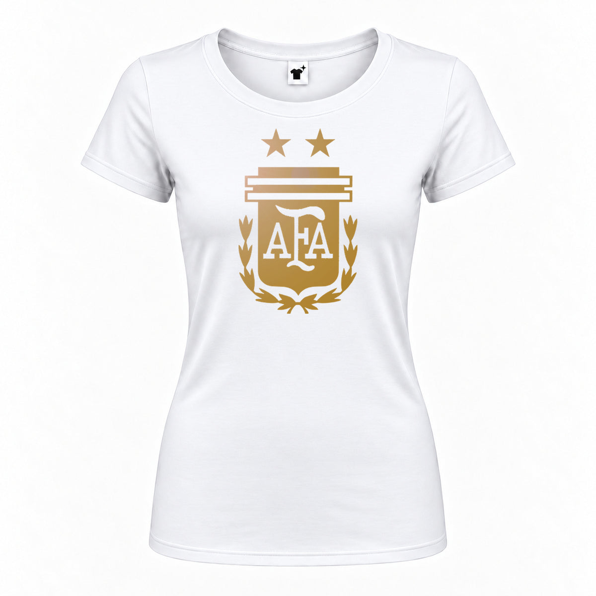 Women's Argentina Soccer Round Neck T-Shirt | Color: White