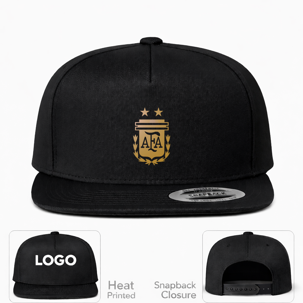 Argentina Soccer Snapback Hat | Color: Black | Original artwork on Drive garment