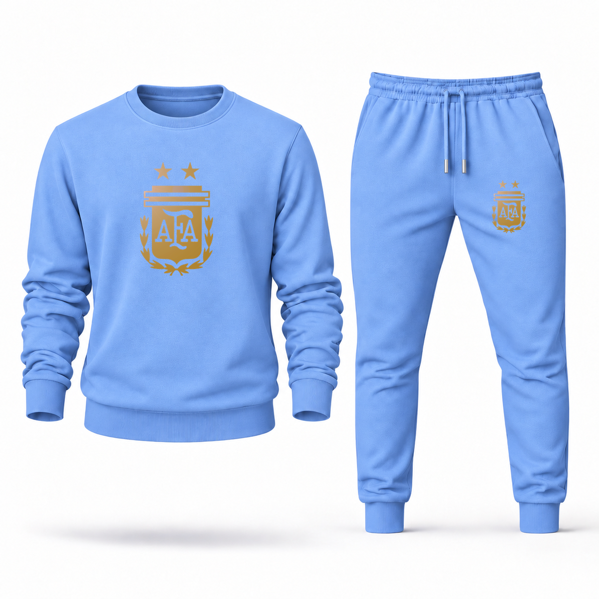 Men's Argentina Soccer Sweatshirt Joggers Set | Color: Carolina Blue | Original artwork on Drive garment
