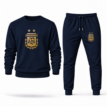 Men's Argentina Soccer Sweatshirt Joggers Set | Color: Navy | Original artwork on Drive garment
