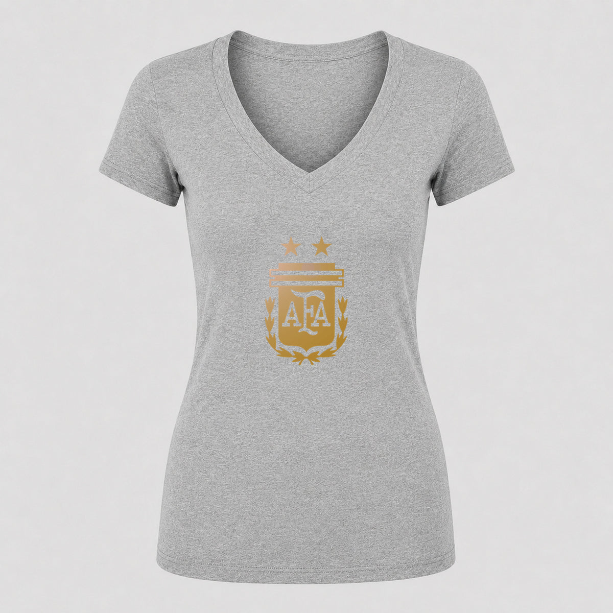 Women's Argentina Soccer V-Neck T-Shirt | Color: Gray | Original artwork on Drive garment