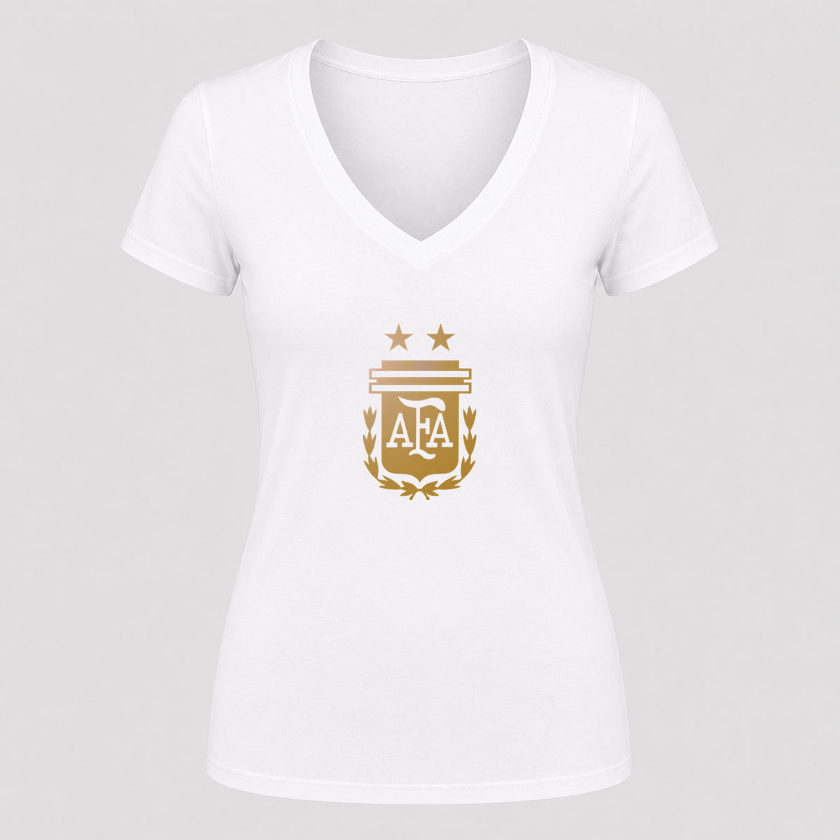 Women's Argentina Soccer V-Neck T-Shirt | Color: White | Original artwork on Drive garment