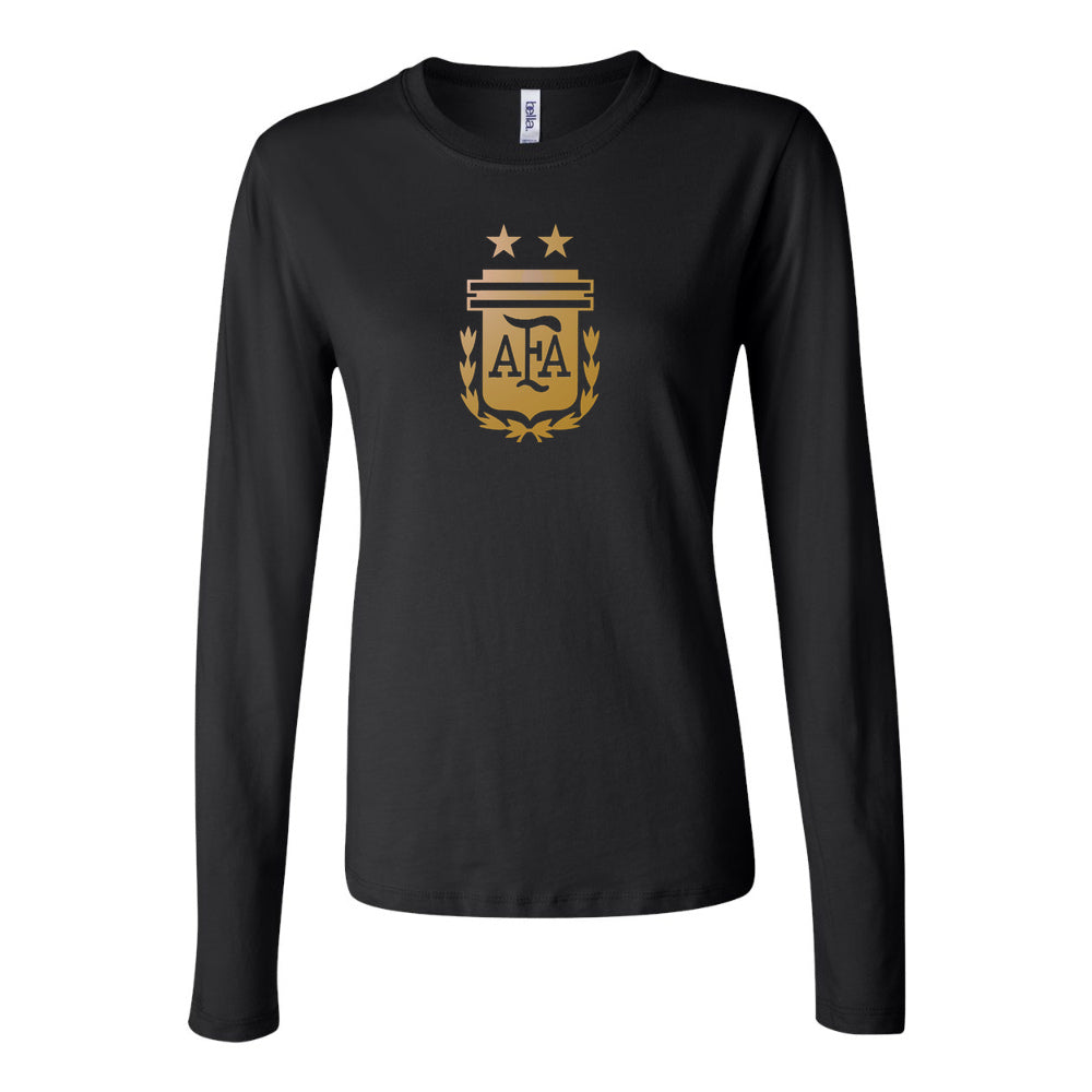 Women's Argentina Soccer Long Sleeve T-Shirt | Color: Black | Original artwork on Drive garment