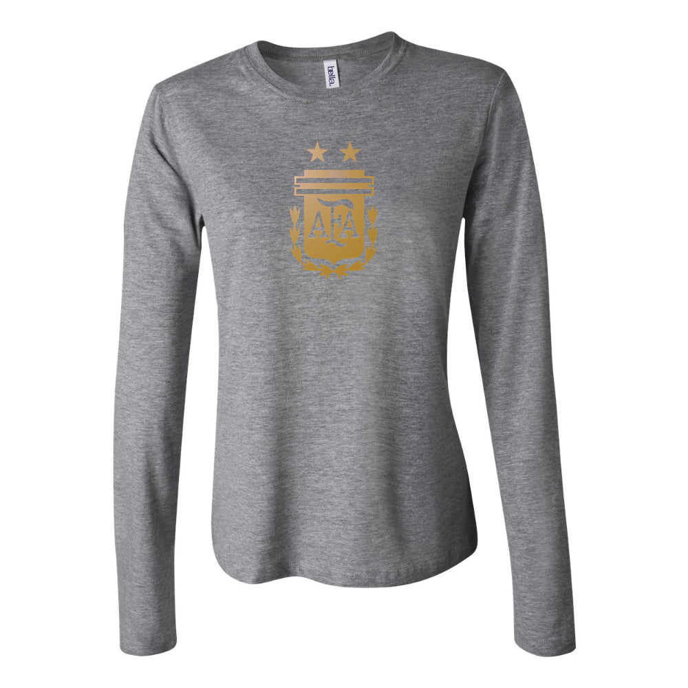 Women's Argentina Soccer Long Sleeve T-Shirt | Color: Grey | Original artwork on Drive garment