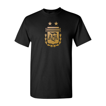 Youth Kids Argentina Soccer Cotton T-Shirt | Color: Black | Original artwork on Drive garment