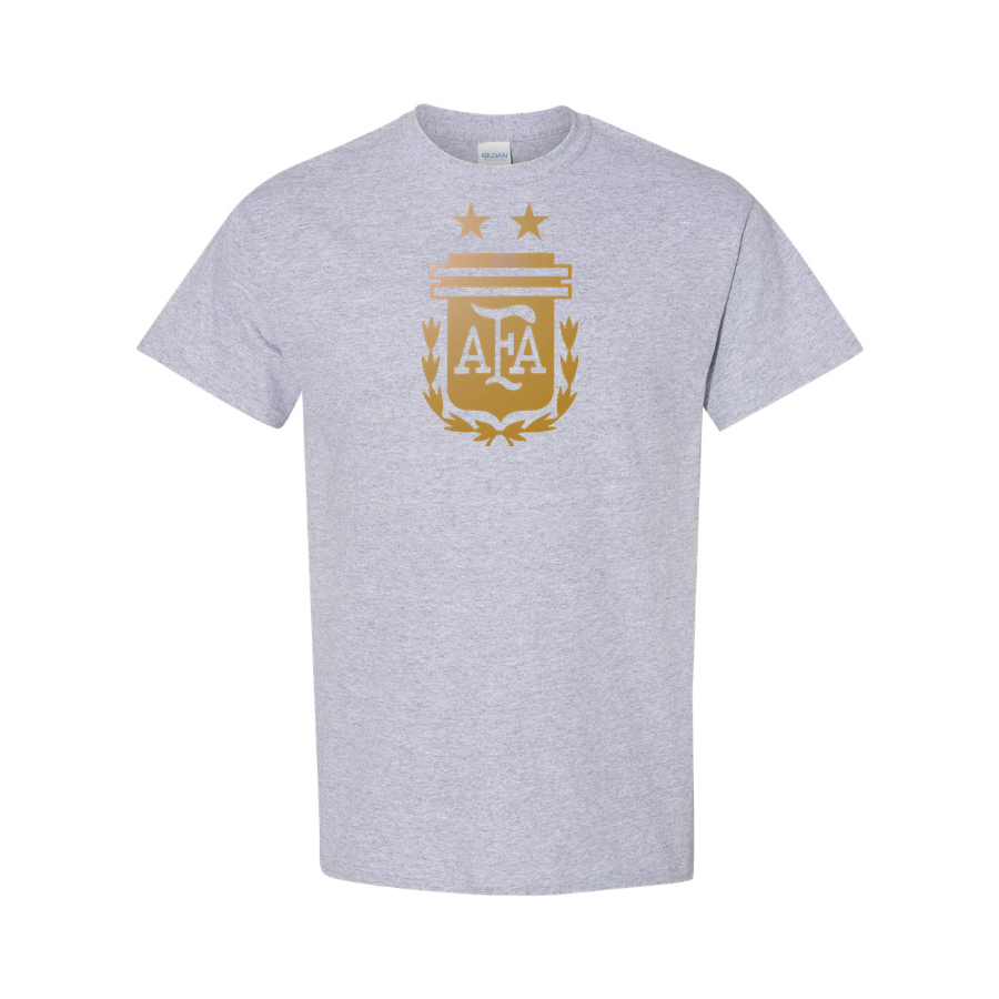 Youth Kids Argentina Soccer Cotton T-Shirt | Color: Grey | Original artwork on Drive garment