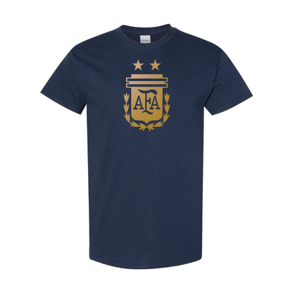 Youth Kids Argentina Soccer Cotton T-Shirt | Color: Navy | Original artwork on Drive garment