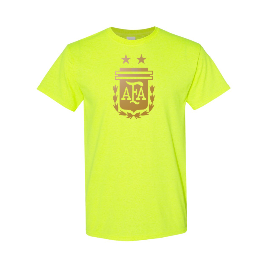 Youth Kids Argentina Soccer Cotton T-Shirt | Color: Safety Green | Original artwork on Drive garment