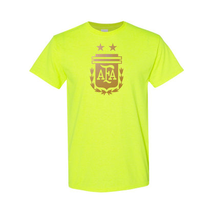 Youth Kids Argentina Soccer Cotton T-Shirt | Color: Safety Green | Original artwork on Drive garment