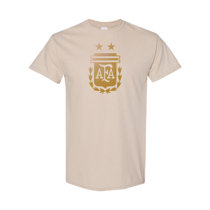 Youth Kids Argentina Soccer Cotton T-Shirt | Color: Tan | Original artwork on Drive garment
