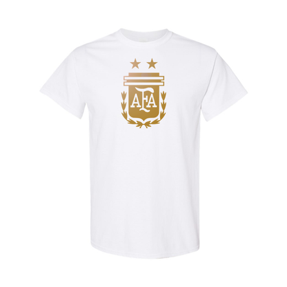 Youth Kids Argentina Soccer Cotton T-Shirt | Color: White | Original artwork on Drive garment