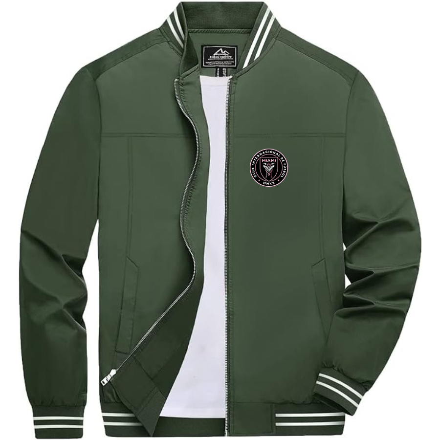 Men’s Inter Miami FC  - Lightweight Zip-Up Bomber Jacket with Ribbed Collar and Cuffs - Versatile Casual Outerwear