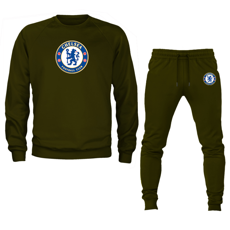 Men's Chelsea Soccer Soccer Logo Crewneck Sweatshirt Joggers Suit