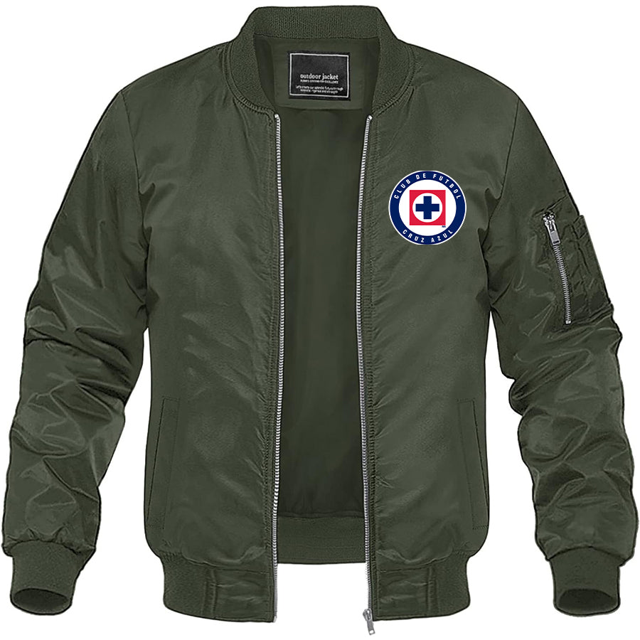 Men's Cruz Azul Football Club Lightweight Bomber Jacket Windbreaker Softshell Varsity Jacket Coat