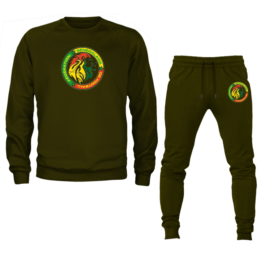 Men's Senegal National Soccer Team Crewneck Sweatshirt Joggers Suit