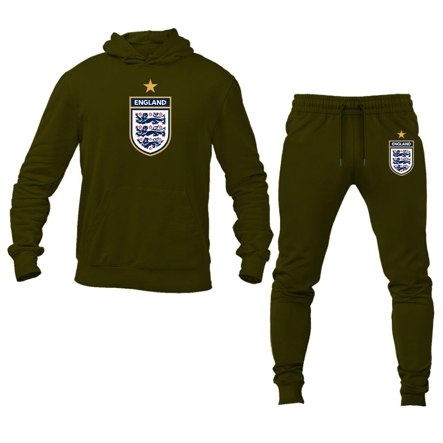 Men's England National Soccer Team Logo Hoodie Joggers Set
