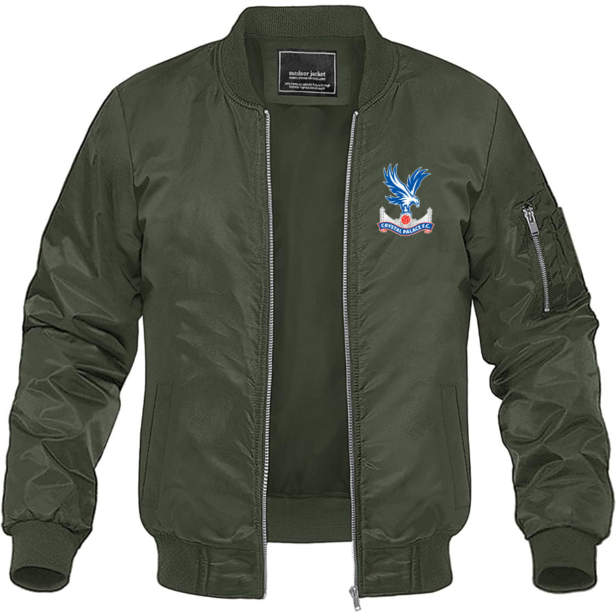 Men's Crystal Palace F.C Lightweight Bomber Jacket Windbreaker Softshell Varsity Jacket Coat