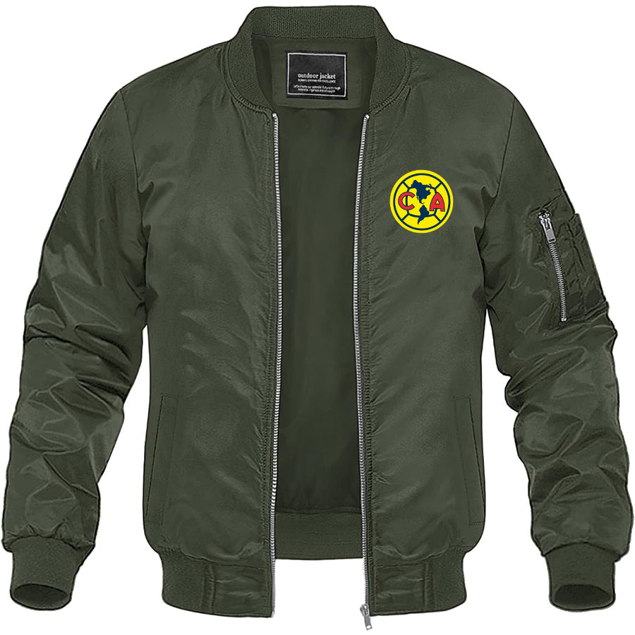 Men's Club America Football Lightweight Bomber Jacket Windbreaker Softshell Varsity Jacket Coat