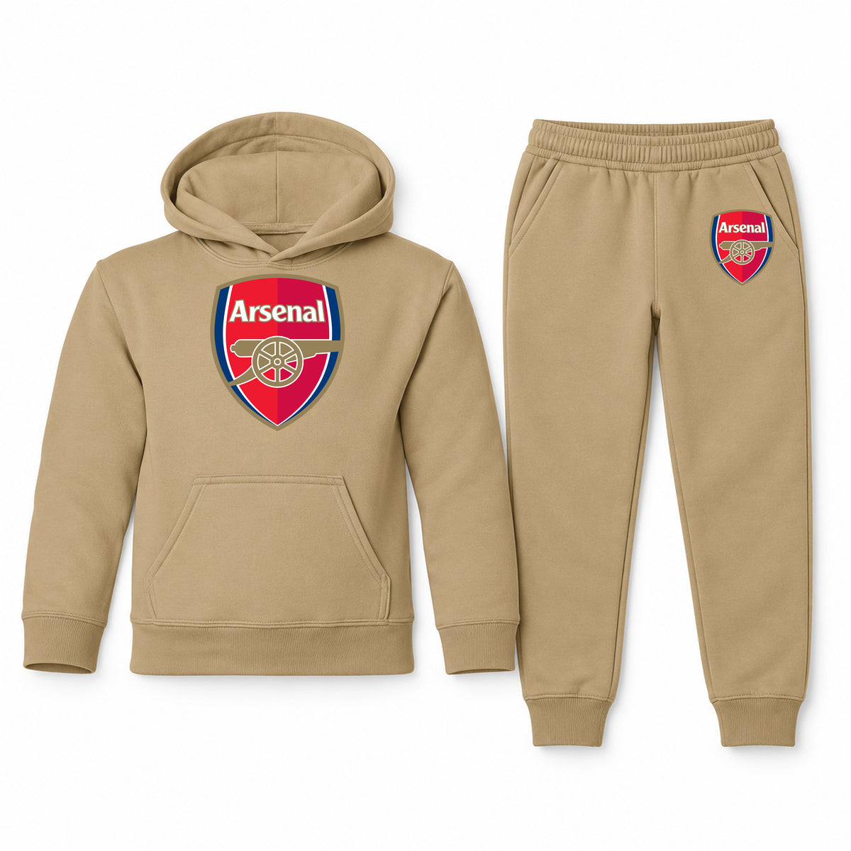 Arsenal Soccer youth hoodie jogger set, Khaki, Youth Large ages 10–12
