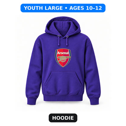 Arsenal Soccer - Youth Large Hoodie (Ages 10–12) | Color: Purple