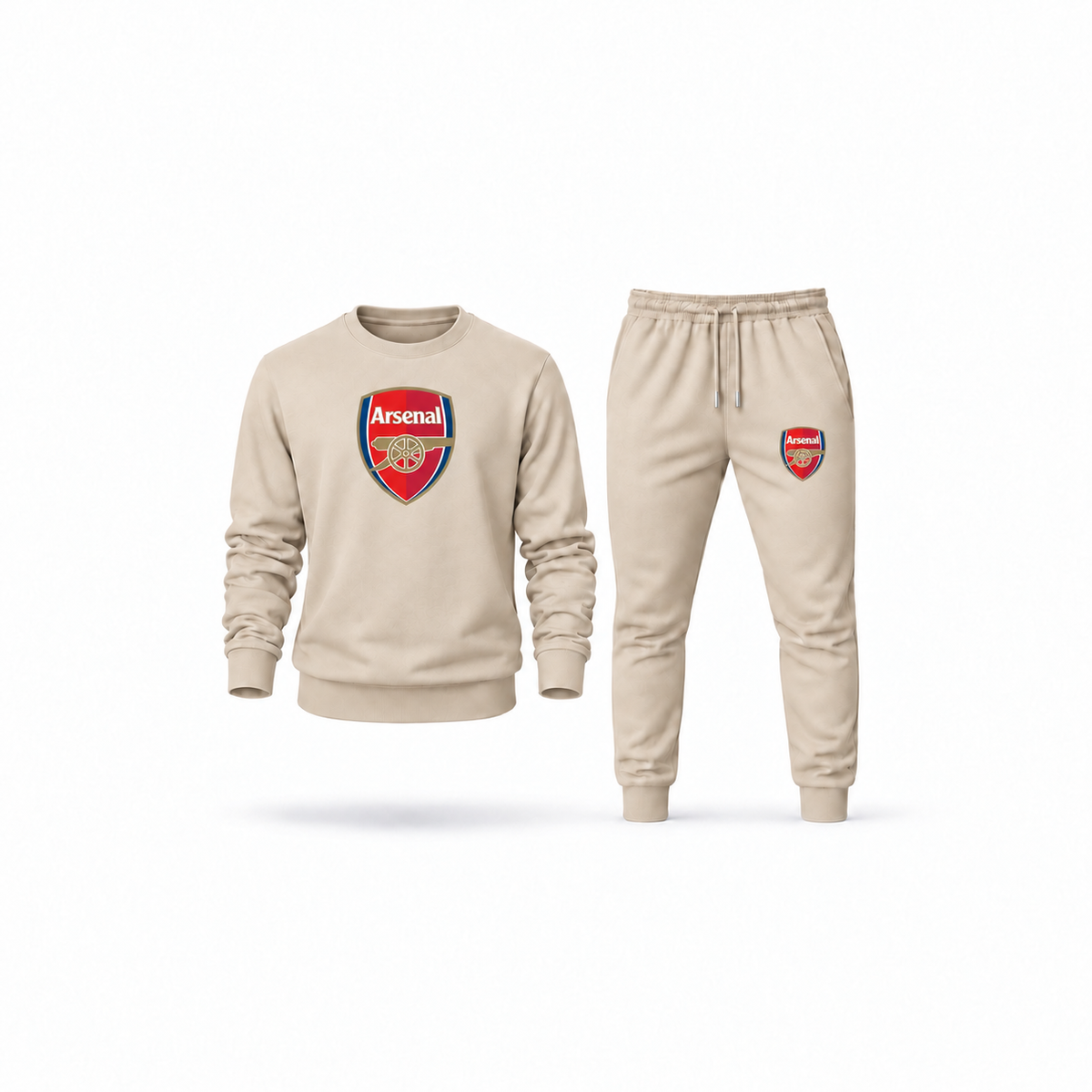 Men's Arsenal Soccer Sweatshirt Joggers Set | Color: Tan | Main