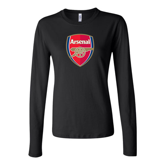 Women's Arsenal Soccer Long Sleeve T-Shirt | Color: Black | Original artwork on Drive garment