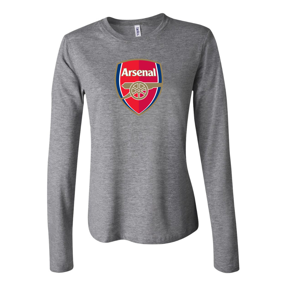 Women's Arsenal Soccer Long Sleeve T-Shirt | Color: Grey | Original artwork on Drive garment
