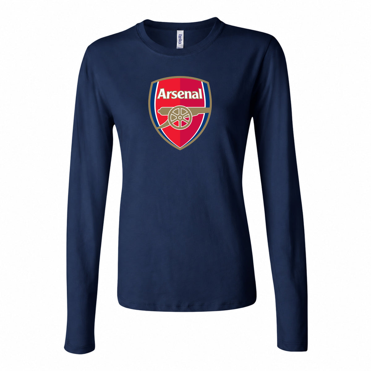 Women's Arsenal Soccer Long Sleeve T-Shirt | Color: Navy | Original artwork on Drive garment