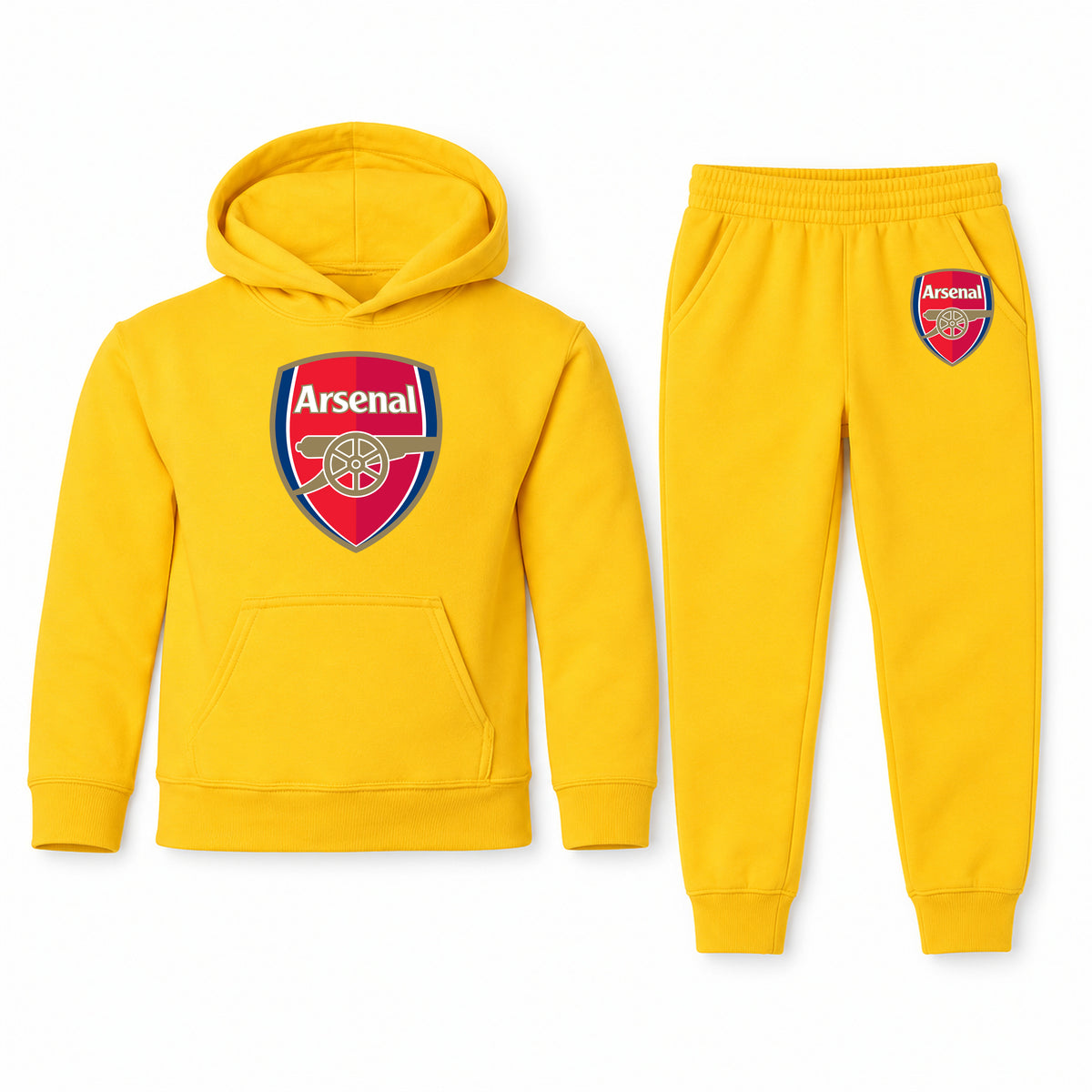 Arsenal Soccer youth hoodie jogger set, Yellow, Youth Large ages 10–12