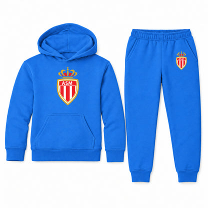 AS Monaco FC youth hoodie jogger set, Blue, Youth Large ages 10–12