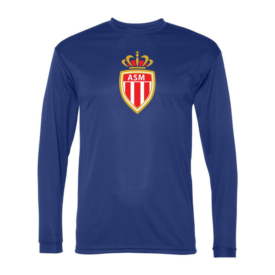 Men's AS Monaco FC Performance Long Sleeve T-Shirt | Color: Royal | Original artwork on Drive garment