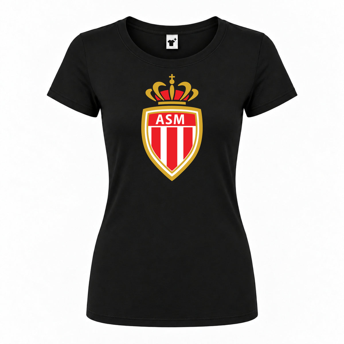 Women's AS Monaco FC Round Neck T-Shirt | Color: Black