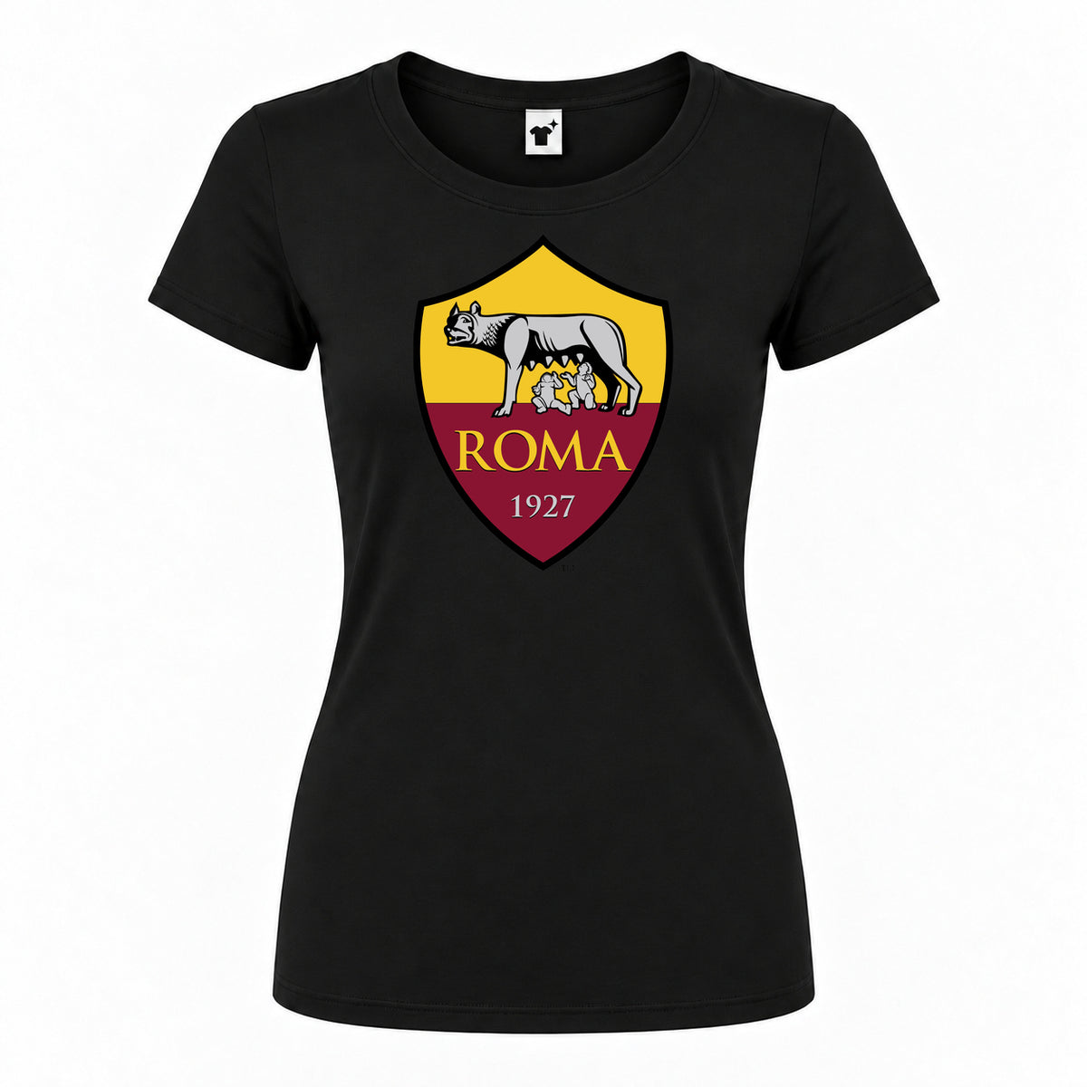 Women's AS Roma FC Round Neck T-Shirt | Color: Black