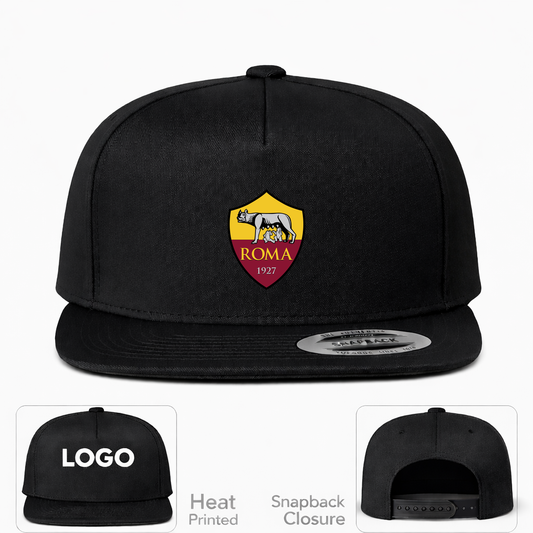 AS Roma FC Snapback Hat | Color: Black | Original artwork on Drive garment