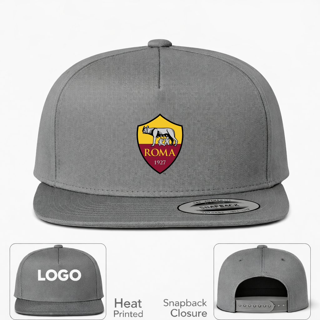 AS Roma FC Snapback Hat | Color: Grey | Original artwork on Drive garment