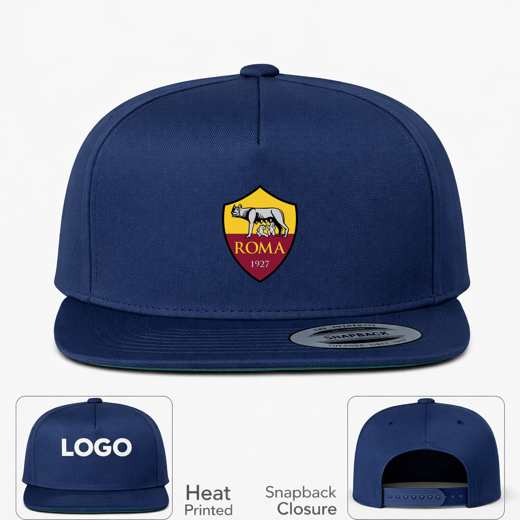 AS Roma FC Snapback Hat | Color: Navy | Original artwork on Drive garment