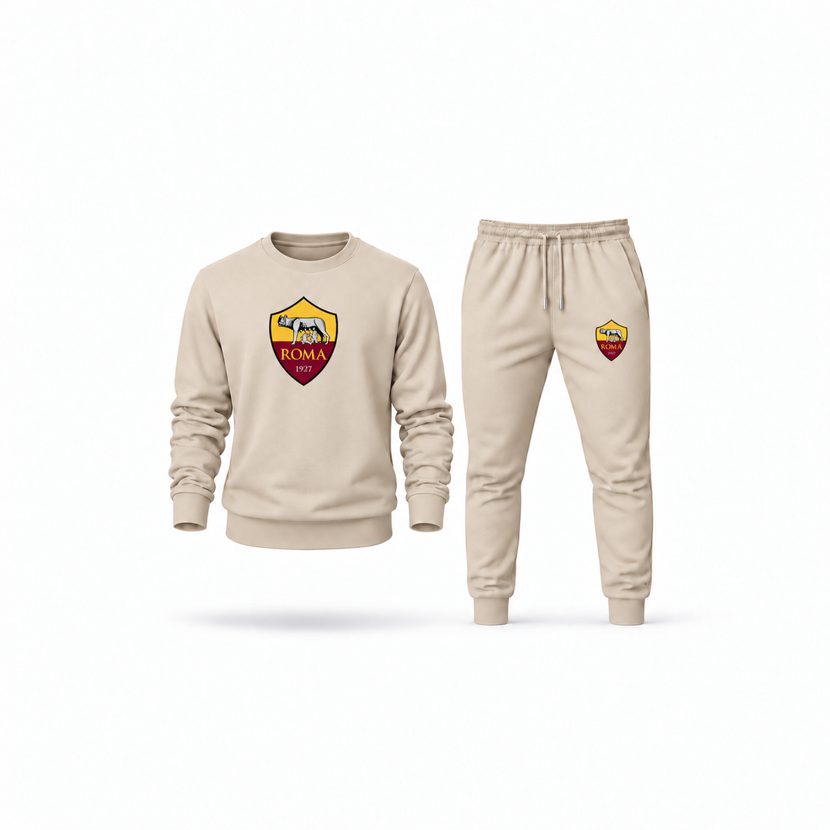 Men's AS Roma FC Sweatshirt Joggers Set | Color: Tan | Main