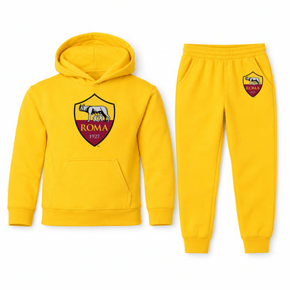 AS Roma FC youth hoodie jogger set, Yellow, Youth Large ages 10–12