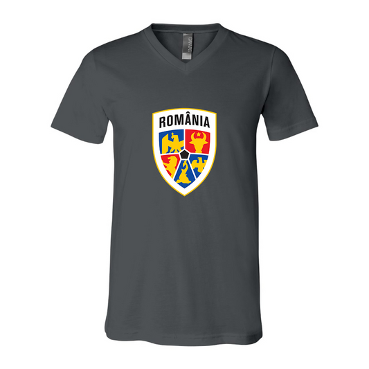 Men’s  Romania National Soccer Team - BELLA + CANVAS - Jersey V-Neck Tee - 3005