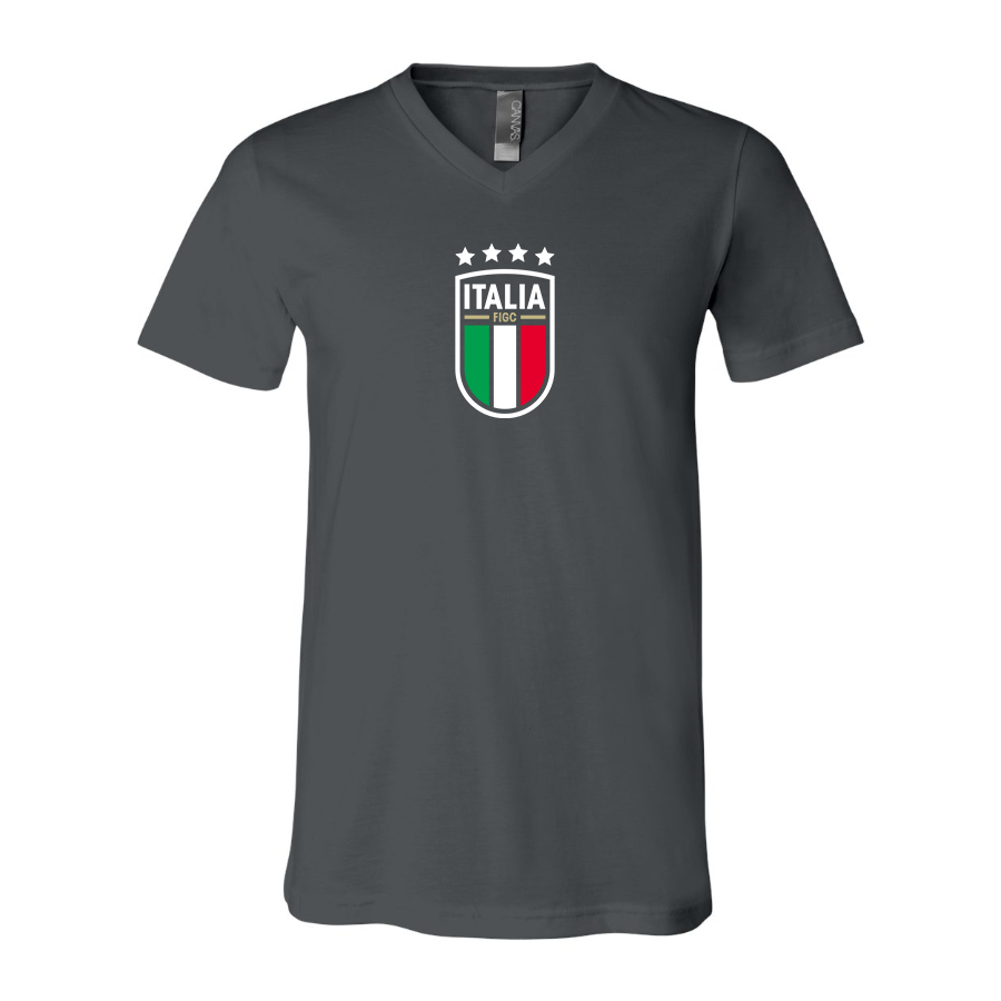 Men’s Italy National Soccer Team  - BELLA + CANVAS - Jersey V-Neck Tee - 3005