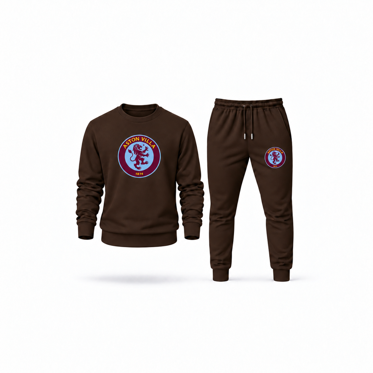 Men's Aston Villa FC Sweatshirt Joggers Set | Color: Brown | Main