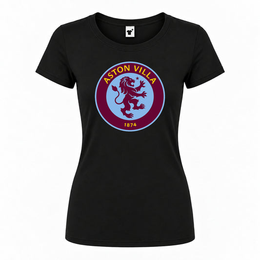 Women's Aston Villa FC Round Neck T-Shirt | Color: Black