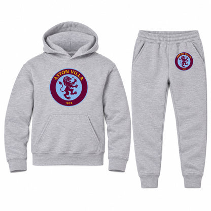 Aston Villa FC youth hoodie jogger set, Sports Grey, Youth Large ages 10–12