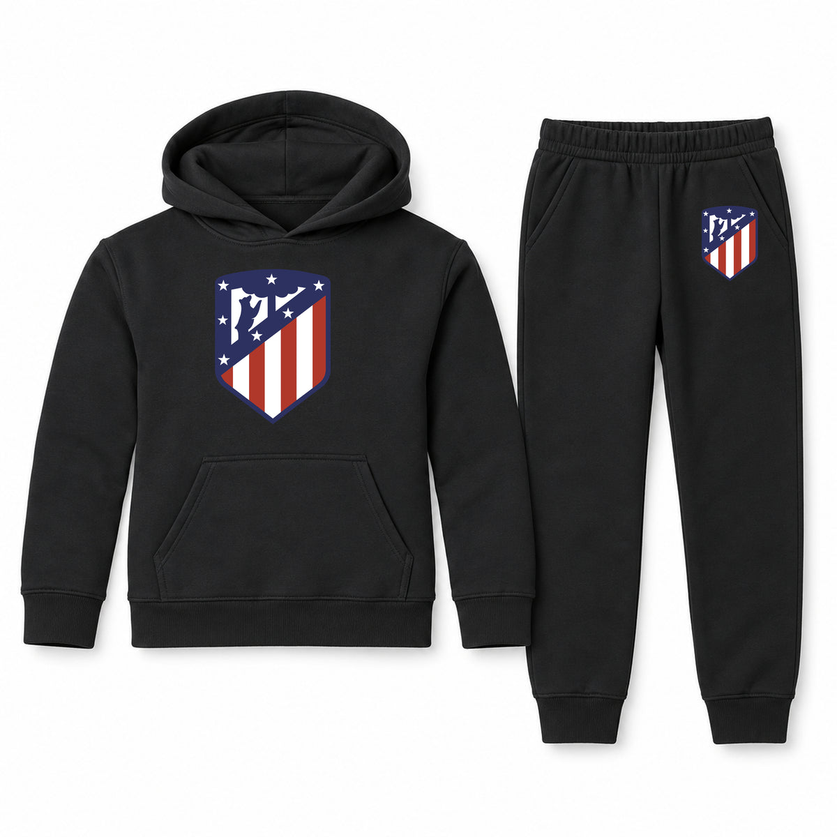 Atletico Madrid FC youth hoodie jogger set, Black, Youth Large ages 10–12